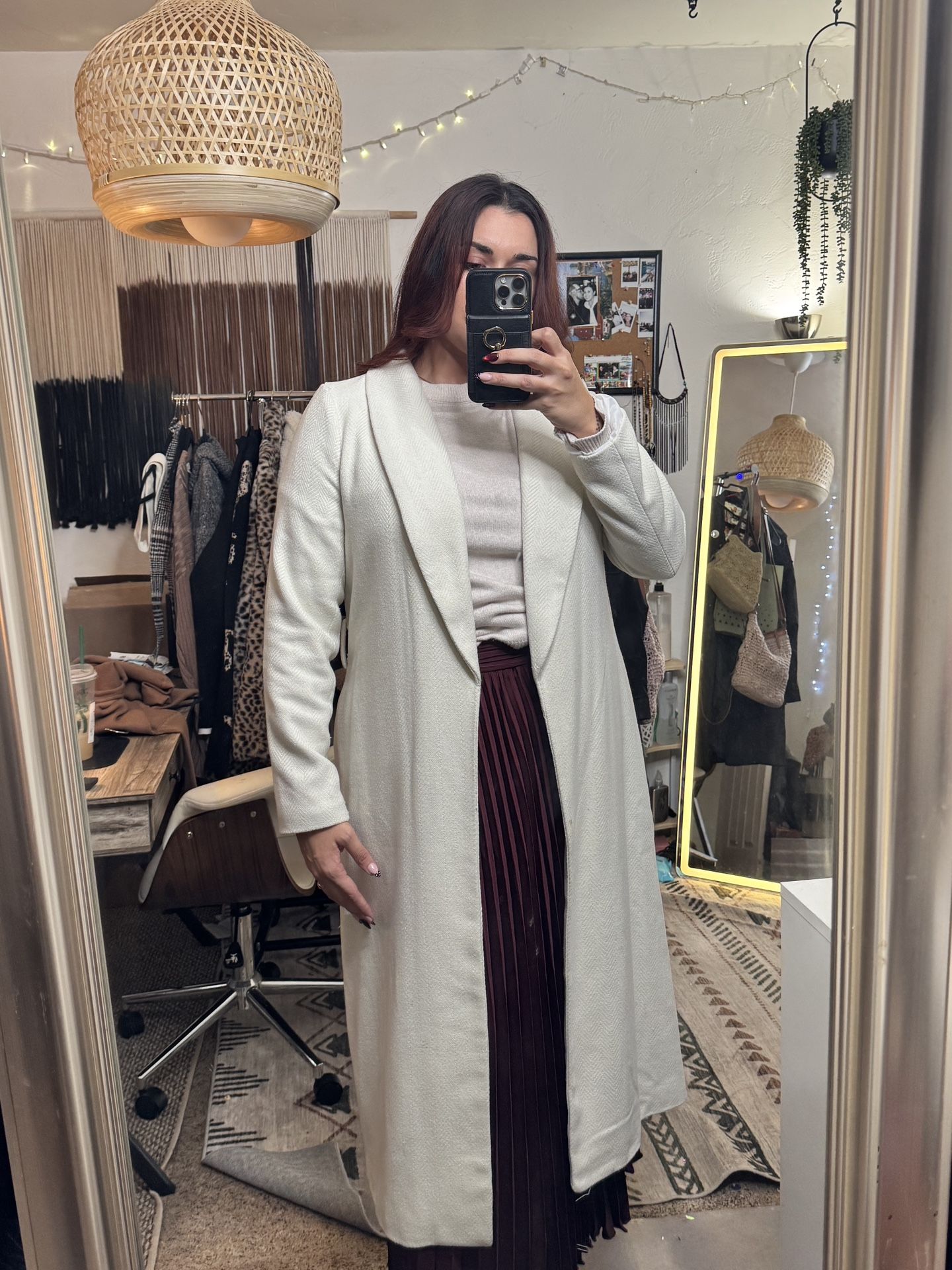 Winter Cream Duster Longline Coat – Womens Size L