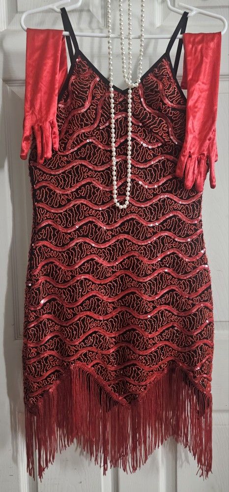 1920s Red Gatsby Sequin Dress