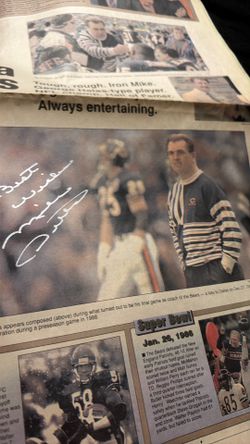 Mike Ditka Signed 93 Firing 22 X 28 News Paper Section 
