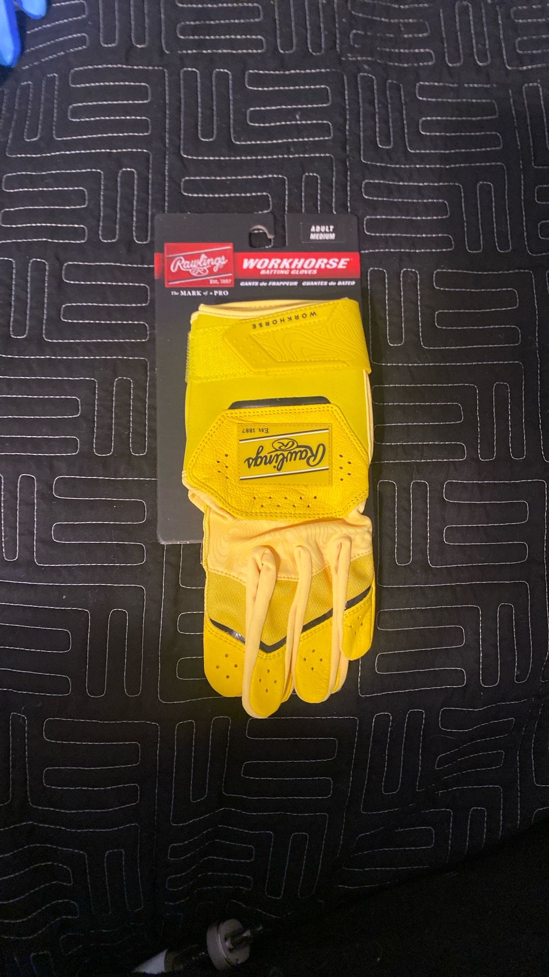New!! Rawlings Yellow Batting Gloves (Adult Medium)