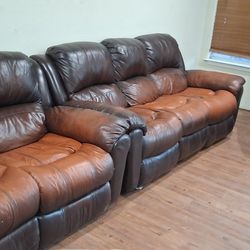 Leather love seat ,recliner ,and sofa