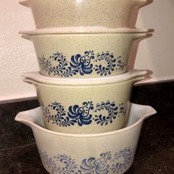 7 Pc Lot Vintage Pyrex Homestead Casserole Dishes w/Lids 474 473 472 & 471. 