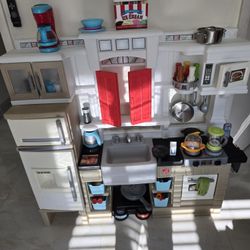 Clean And Perfect; Kids Kitchen  Or Restaurant With Cafe Door To Serve Customers 