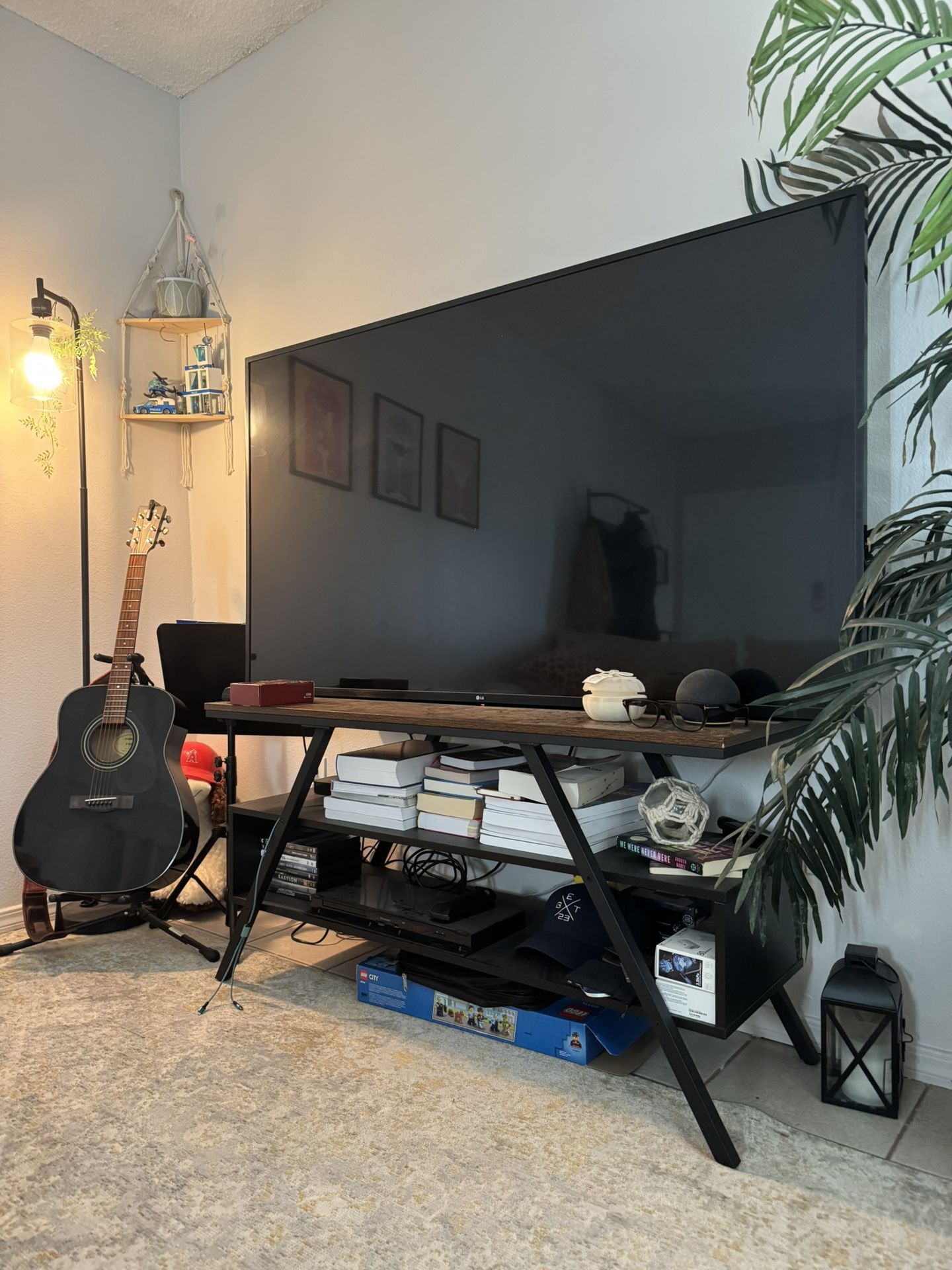 Modern Wood & Metal Entertainment Console/TV Stand