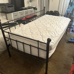 Twin Bed, Frame And Mattress