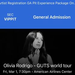 Olivia Rodrigo VIP PIT Ticket