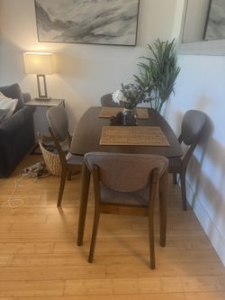 Wood Dining Table with 4 Chairs