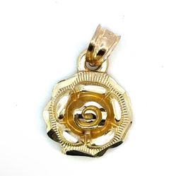 Woman’s Ladies 10k Yellow Gold Rose Charm Pendant For Necklace GP3096954