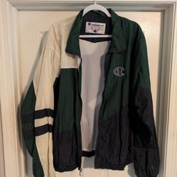 Champion Athletic Jacket, Green & White, Men's Large