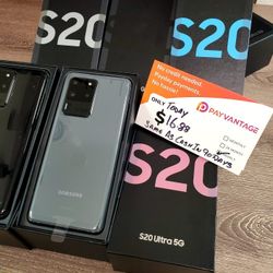 Samsung Galaxy S20 Ultra 128gb Unlocked! FREE Smartwach/ Headphones. Pay $1 Today Rest in payments. NO CREDIT NEEDED FINANCING 