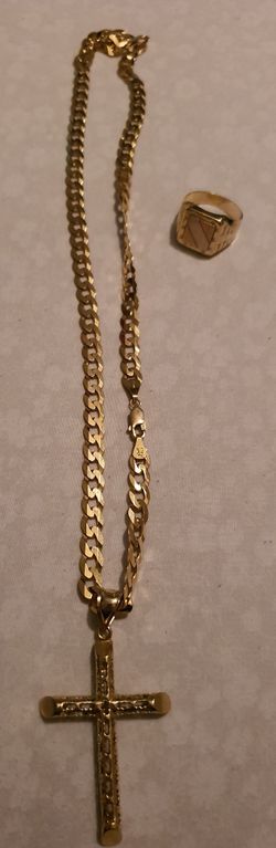 10k gold chain with charm and 10k new ring