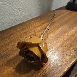 24K Gold Dipped Preserved Real Rose Flower Enamel & Gold