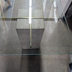 Travertine, Brass & Glass side Table 