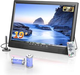 NORTHING 19.5" Portable TV for Outdoor Indoor, 8000mAh Built-in Power Operated Portable TV for Camping Kitchen Counter Bedroom RV Patio Car, Small T V