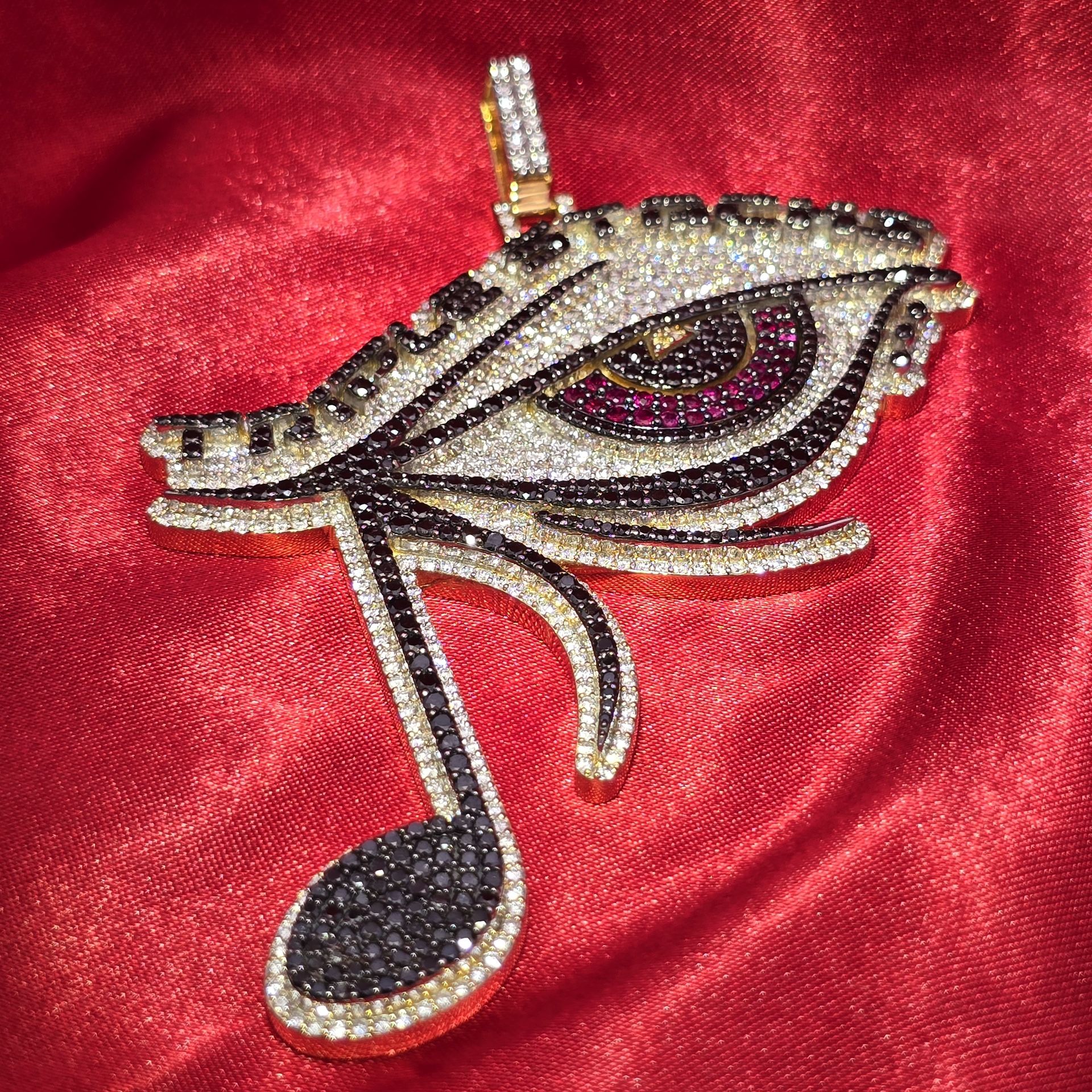 10k Yellow Gold Diamond Eye Of Horus Pendant 11.80 ctw