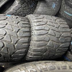 37 13.50 R24 PAIR OF 2 TIRES TBB TS-67 M/T - INSTALLED AND BALANCED HIGH TREAD