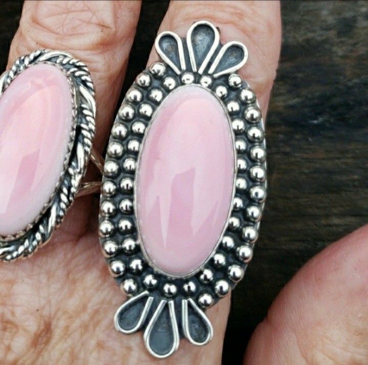 Sterling Silver Pink Conch Handcrafted Ring Sz 8 Turquoise Pieces Too 