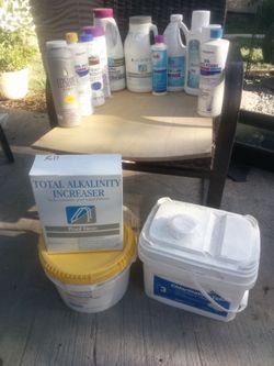 Bunch of random pool chemicals plus test kit