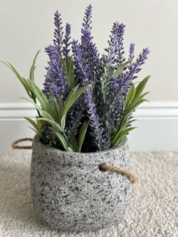 Gorgeous Faux purple flowers in a pot