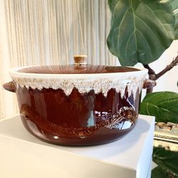 Vintage McCoy Red Brown Glaze Ceramic Dutch Oven Lidded Crock Pot 329 Cookware