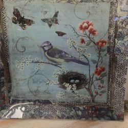 Blue Glass Platter Or Standing Decor