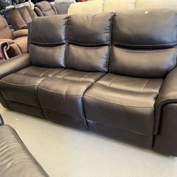 Leather Power Recliner Sofa