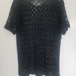 Crochet Black Top. Can Be Worn Over bathing Suit Or With Camisole And Pa nts Or Shorts.