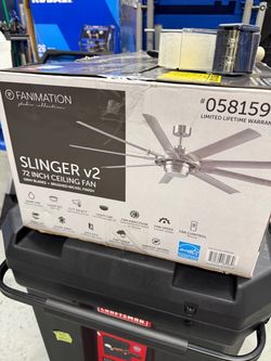 Fanimation Slinger v2 72-in Brushed Nickel LED Covered Outdoor Ceiling Fan, Remote