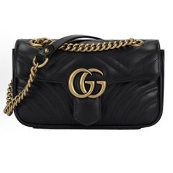 GUCCI Gucci GG Marmont Gold Vintage Double G Logo Emboassed Leather Marmont 22 Chain Flip Bag Shoulder Bag Crossbody Bag(147)67