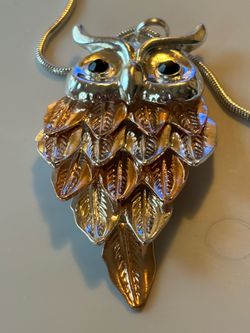 Vintage Articulated Owl Long Necklace