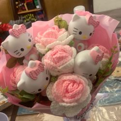 yellow kitty & flowers 