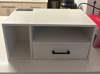 Floating Nightstand with Charging Station & Lights, White