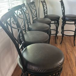 29 Inch  Bar Stools Dark Brown Swivel  6