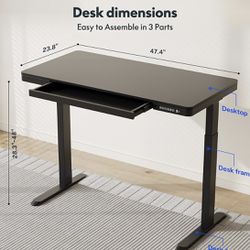 ✌️FLEXISPOT  Comhar Electric Standing Desk with Drawers Charging USB A to C Port, Height Adjustable 48" Whole-Piece Quick Install Home Office Comput