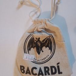 3 Bacardi Rum Bat Wood Coasters And Bag