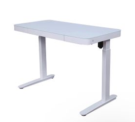 Tempered Glass Electric Height Adjustable Standing Desk - White