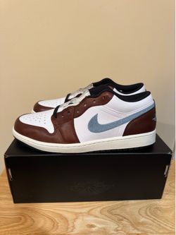 Nike Air Jordan 1 Low SE White Black Sail Blue Grey Men’s Size 10
