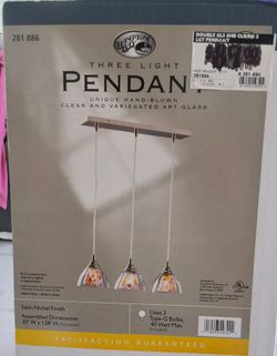 NEW Hampton Bay 3-Light Pendant Art Glass Chandelier