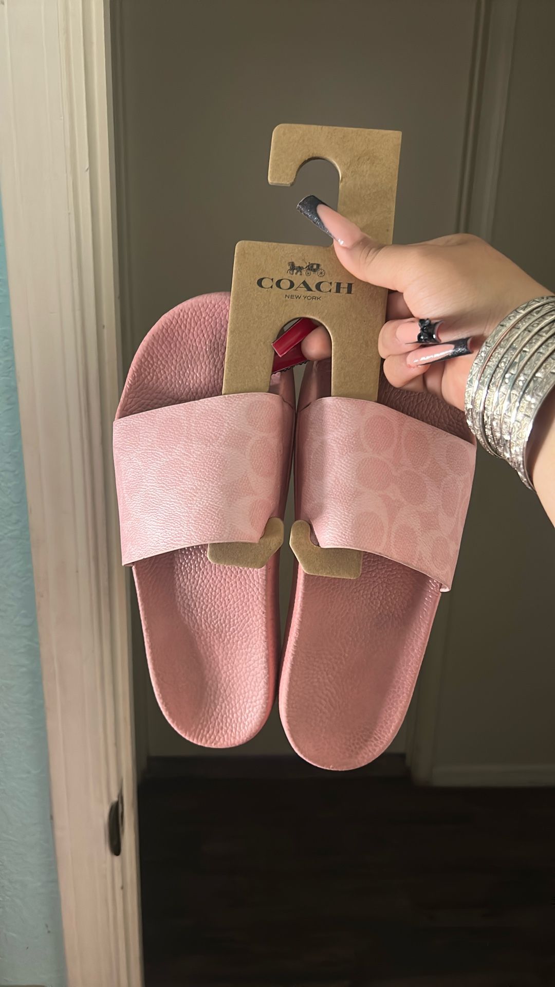 Pink coach slides size 9