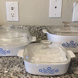Vintage 1970s Corningware Blue Cornflower 6pc Set 