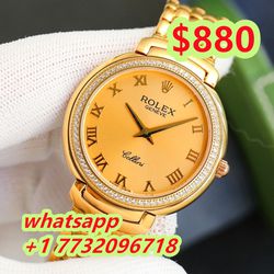 Authentic Rolex Men's Watch 41mm Gold Dial Strap Champagne Color