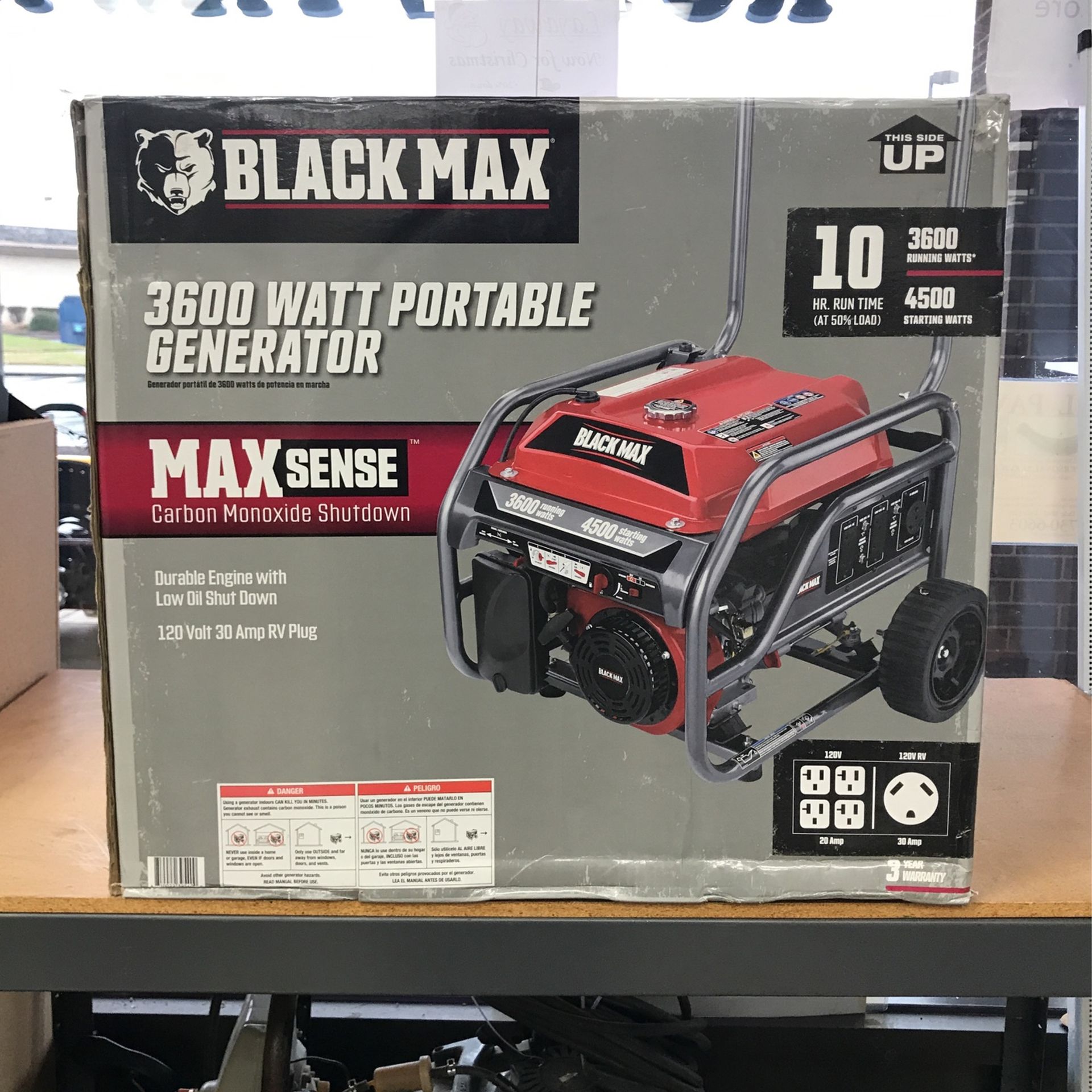 Brand New Black Max 3600 Watt Portable Generator