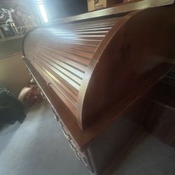Antique Wood Roll Top Desk