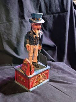 Vintage cast iron Uncle Sam bank