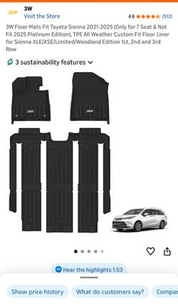 Toyota Sienna All Weather Floor Mats 2021-2025
