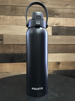 New Aquatix Double Wall Insulated Bottle Black 32 ounce Keeps your water cold 24 hours hot 6 hours
