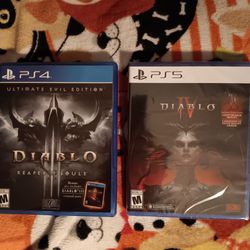 DIABLO 3 ULTIMATE EVIL EDITION LIKE NEW CONDITION AND DIABLO 4 BRAND NEW SEALED  PS5