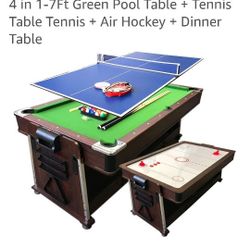   Pool Table + Pin Pon or Tennis+ Air Hockey 3 In 1 Games, Picture Is Similar To The One I Have 