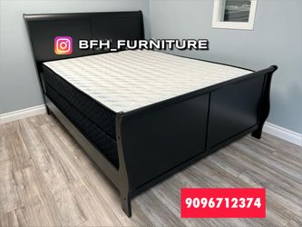 Queenn Black Sleigh With Orthopedic Matresandboxspring 