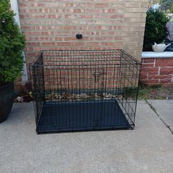 Large Heavy Duty Steel Folding Dog Cage With Tray And 2 Doors 